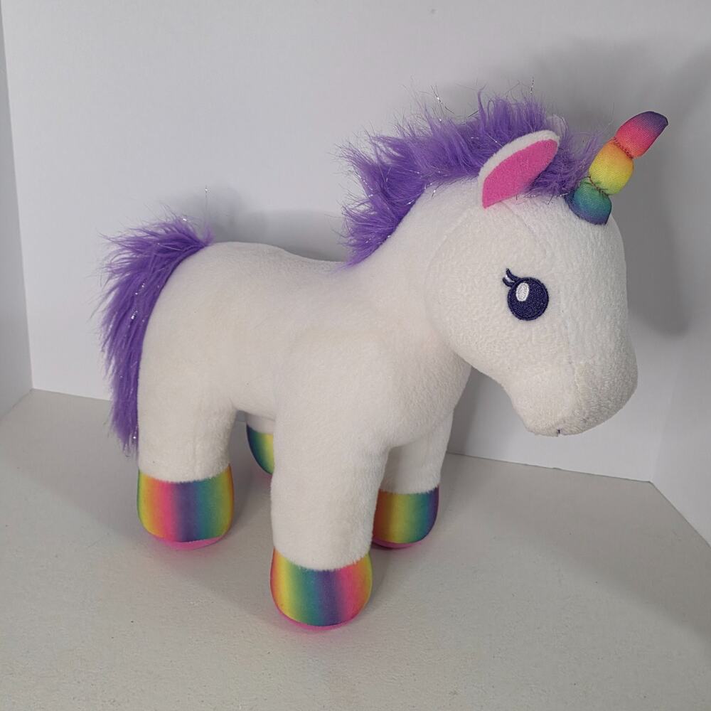 Build A Bear Rainbow Unicorn Plush White Purple Mane Horn Stuffed Animal 2019